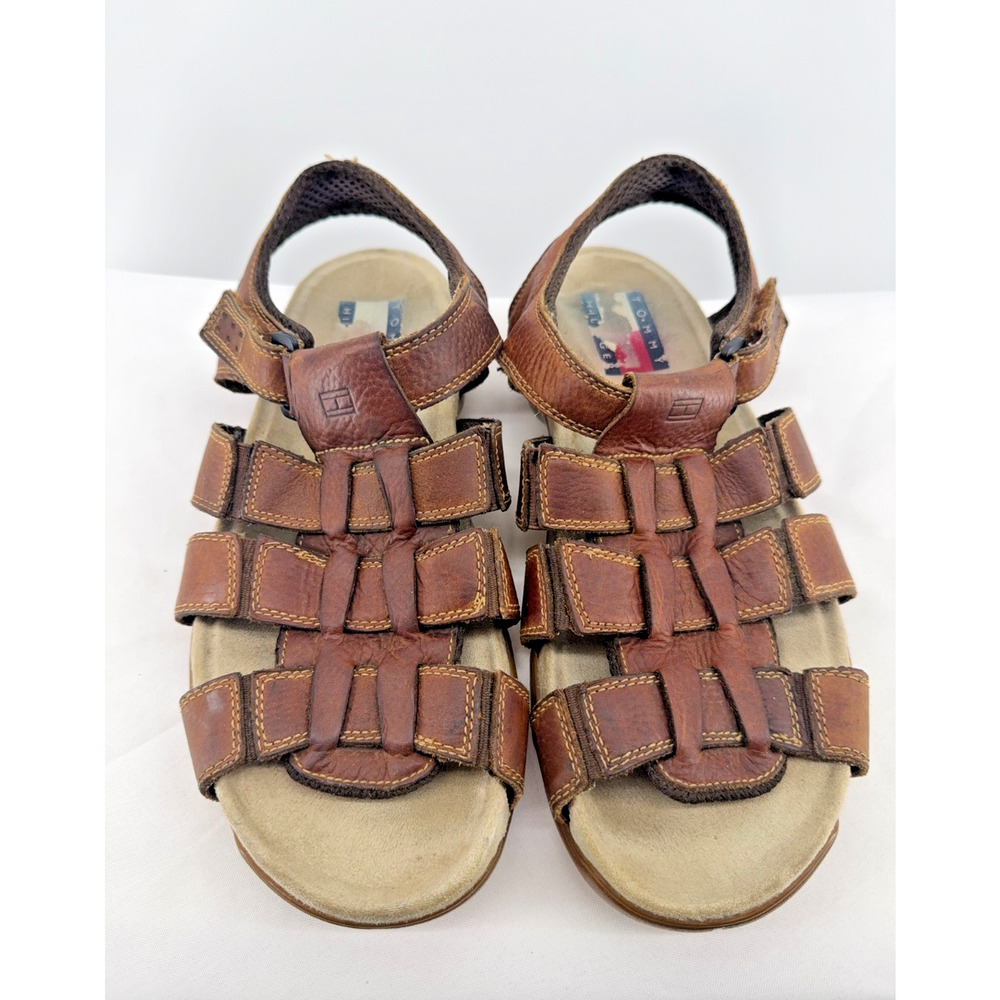 Early 2000s Tommy Hilfiger Brown Leather Fisherman Sandals Adjustable 11.5